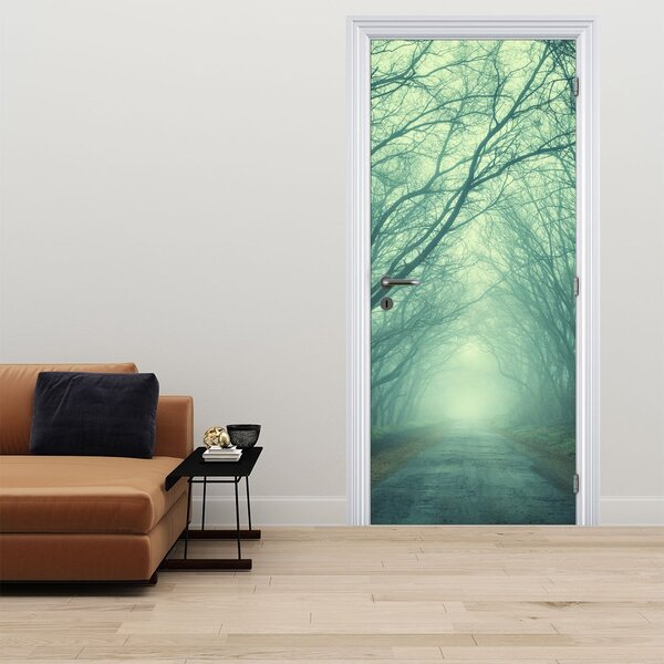 Fototapeta na dveře - Cesta z alejí stromů (95x205cm)