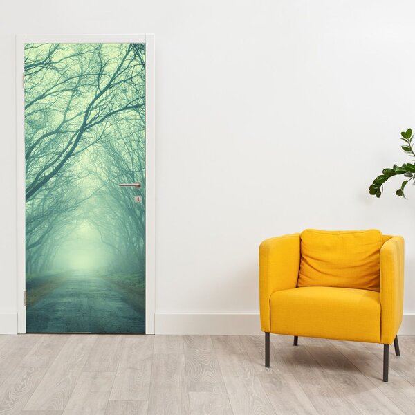 Fototapeta na dveře - Cesta z alejí stromů (95x205cm)