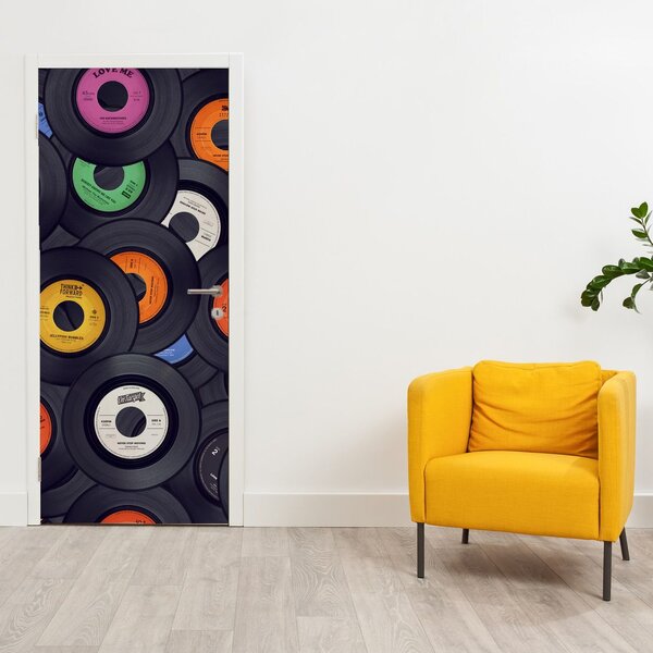 Fototapeta na dveře - Hudební gramofonové desky (95x205cm)