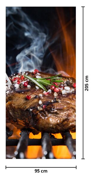 Fototapeta na dveře - Steak na grilu (95x205cm)