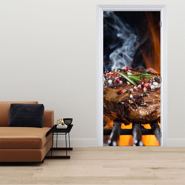 Fototapeta na dveře - Steak na grilu (95x205cm)