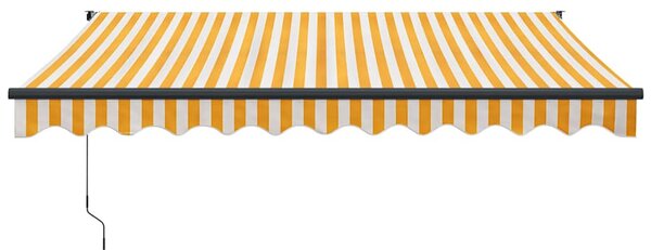 Zatahovací markýza žlutá a bílá 3 x 2,5 m textil a hliník
