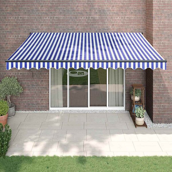 Zatahovací markýza modrá a bílá 4,5 x 3 m textil a hliník 3154449