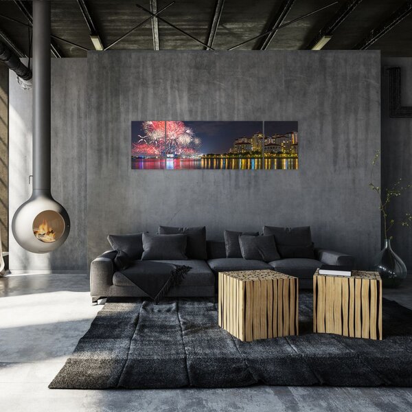 Obraz ohňostroje v singapuru (170x50 cm)