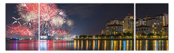 Obraz ohňostroje v singapuru (170x50 cm)