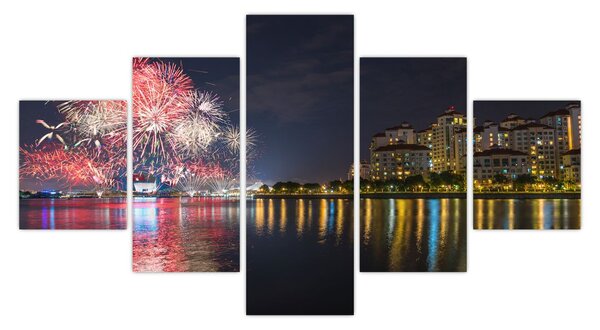 Obraz ohňostroje v singapuru (125x70 cm)
