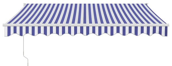 Zatahovací markýza modrá a bílá 3 x 2,5 m textil a hliník
