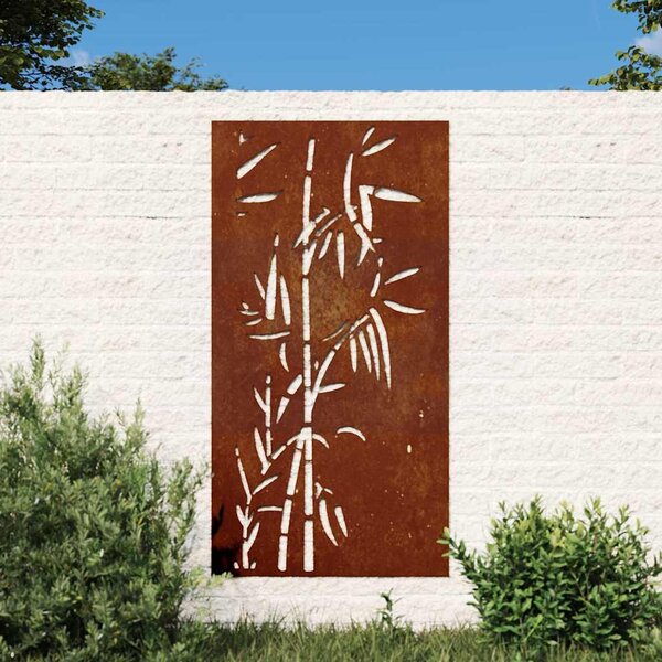 Zahradní nástěnná dekorace 105 x 55 cm cortenová ocel Bambus