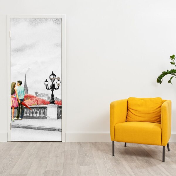 Fototapeta na dveře - Milenci v Paříži (95x205cm)
