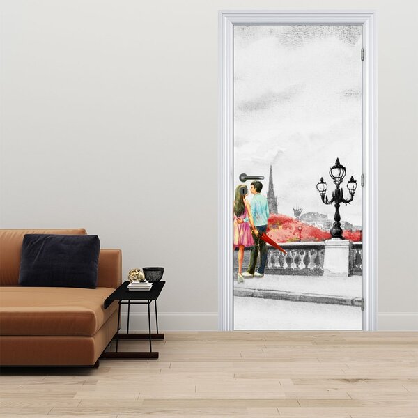 Fototapeta na dveře - Milenci v Paříži (95x205cm)