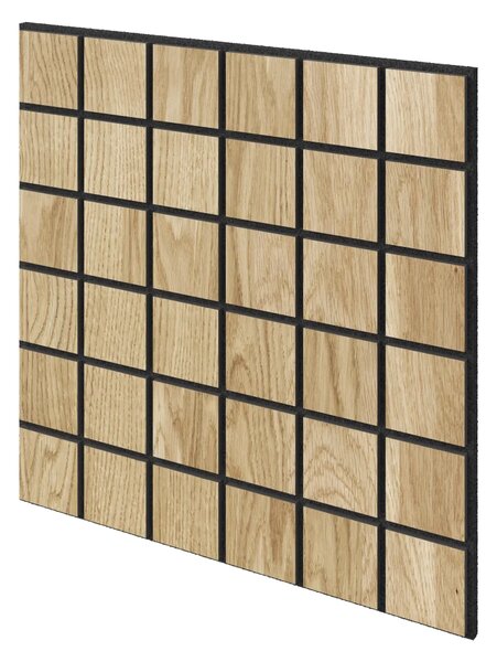 Akustický panel čtvercový, dubová dýha, černý filc, 60x60 cm
