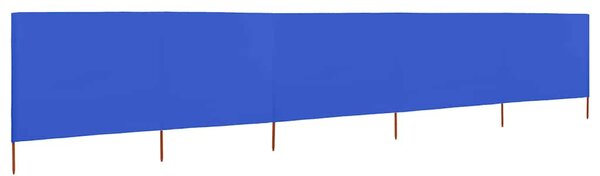 5dílná zástěna proti větru látková 600 x 80 cm azurově modrá