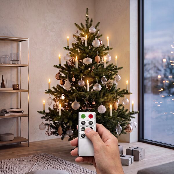 Solight sada LED svíček na vánoční stromek, 10x svíčka, dálkové ovládání, časovač, 1xAAA 1V312