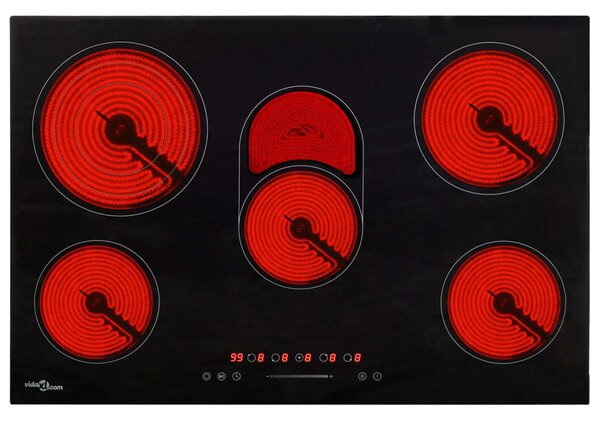 Keramická varná deska s 5 hořáky dotykové ovládání 90 cm 8500 W