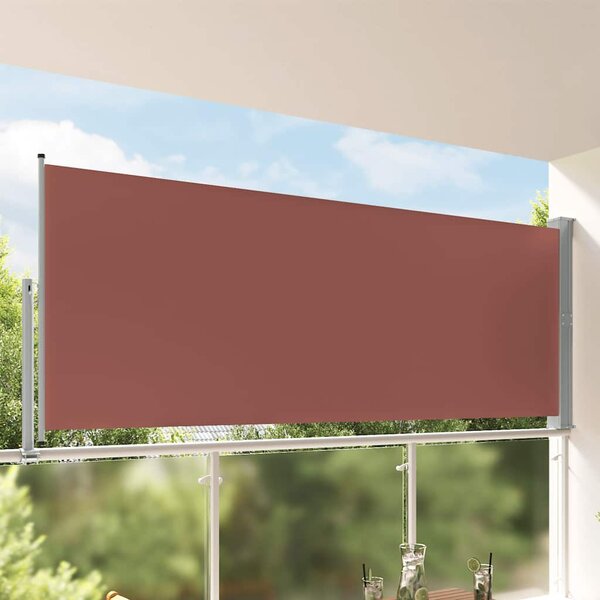 Zatahovací boční markýza / zástěna 140 x 300 cm hnědá
