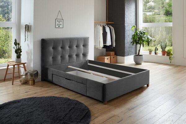ČALOUNĚNÁ POSTEL, 140/200 cm šedá Carryhome - Jednolůžkové postele