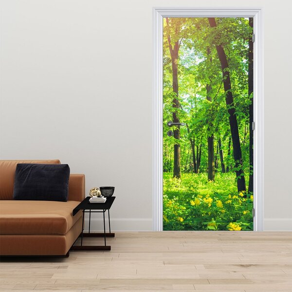 Fototapeta na dveře - Jarní listnatý les (95x205cm)