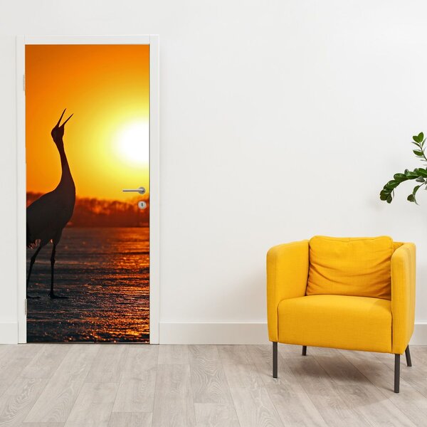 Fototapeta na dveře - Ptáci při západu slunce (95x205cm)