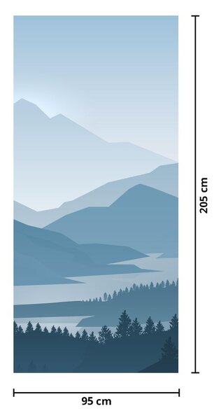 Fototapeta na dveře - Hory pohledem grafika (95x205cm)