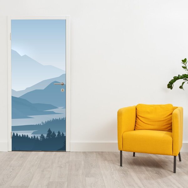 Fototapeta na dveře - Hory pohledem grafika (95x205cm)
