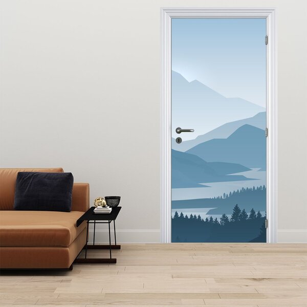 Fototapeta na dveře - Hory pohledem grafika (95x205cm)