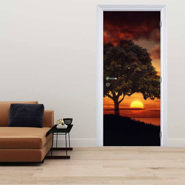 Fototapeta na dveře - Strom se západem slunce (95x205cm)