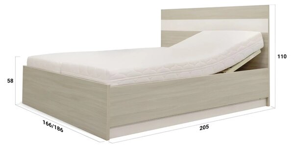 Dvoulůžko MIA s lamelovými rošty Šířka 160 cm, Bílá, LED pásek v čele: bez LED pásku
