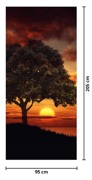 Fototapeta na dveře - Strom se západem slunce (95x205cm)