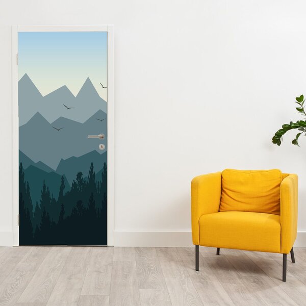 Fototapeta na dveře - Hory pohledem grafika (95x205cm)