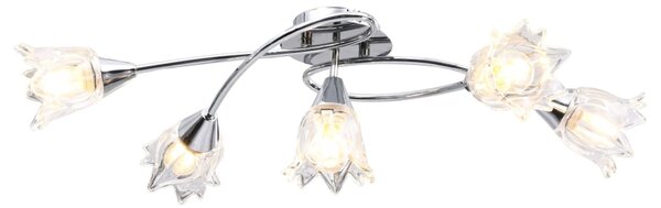 Stropní lampa průhledná skleněná stínidla 5 žárovek E14 tulipán