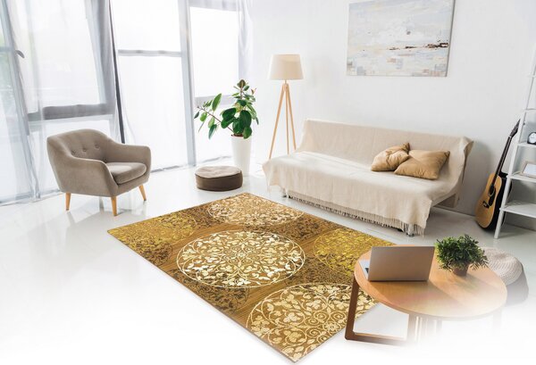 Oriental Weavers, Kusový koberec Zoya 128 N – na ven i na doma, 160x235, žlutá, chodba / předsíň