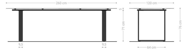 DELIFE Jídelní stůl Edge oválný tvar 260×120 cm keramika Minas Melange bílá béžová nerezová ocel úzký