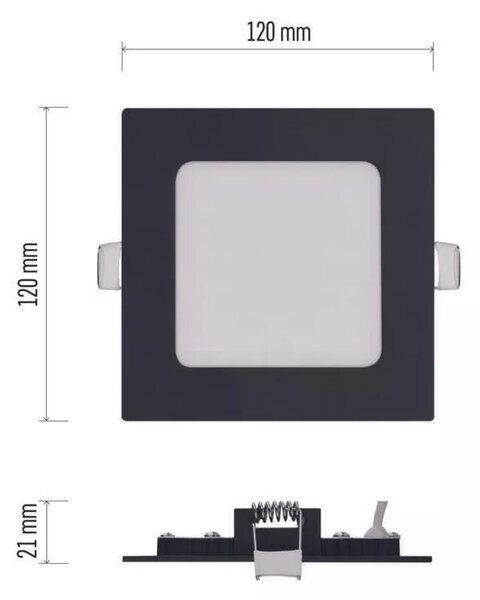 EMOS Černý vestavný LED panel hranatý 120 x 120mm 7W CCT Premium ZD2323