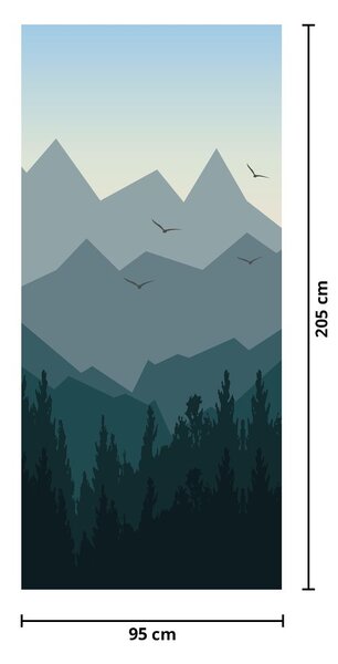 Fototapeta na dveře - Hory pohledem grafika (95x205cm)