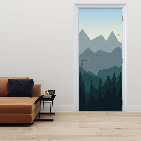 Fototapeta na dveře - Hory pohledem grafika (95x205cm)