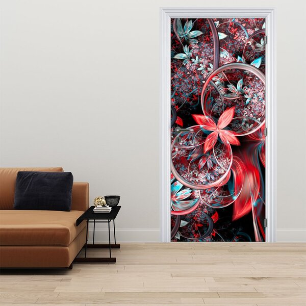 Fototapeta na dveře - Abstrakce exotických květů (95x205cm)