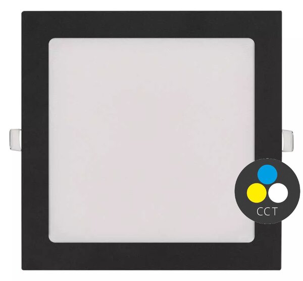 EMOS Černý vestavný LED panel hranatý 225 x 225mm 18W CCT Premium ZD2343