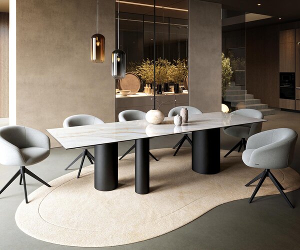 DELIFE Jídelní stůl Edge 300×100 cm keramika Onyx Pearl Troa kov černá