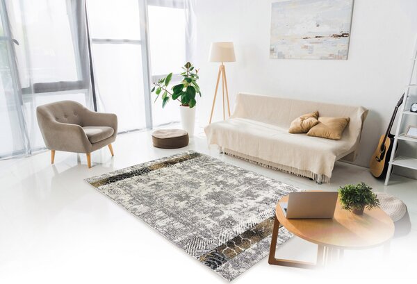 Oriental Weavers, Kusový koberec Zoya 597 X – na ven i na doma, 120x180, šedá, chodba / předsíň