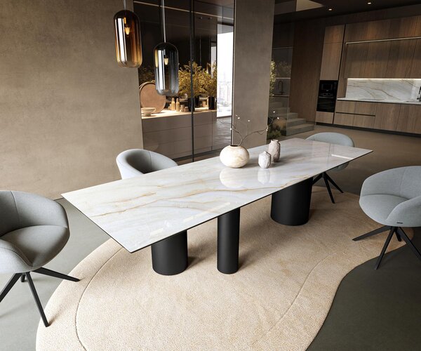 DELIFE Jídelní stůl Edge 300×100 cm keramika Onyx Pearl Troa kov černá