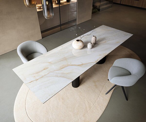 DELIFE Jídelní stůl Edge 300×100 cm keramika Onyx Pearl Troa kov černá