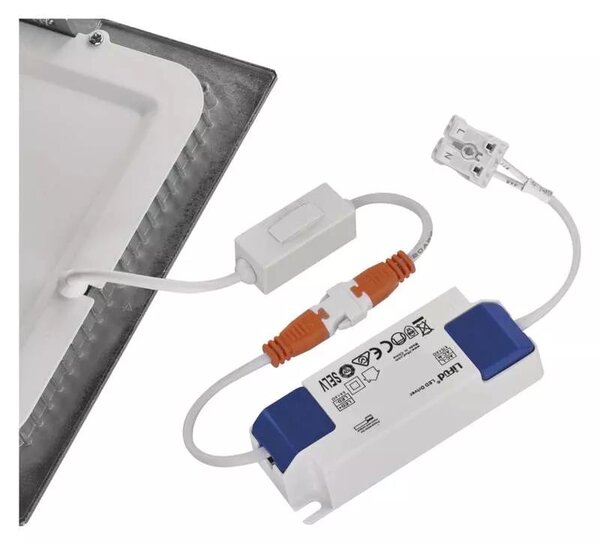 EMOS Stříbrný vestavný LED panel hranatý 170 x 170mm 12,5W CCT Premium ZD2233