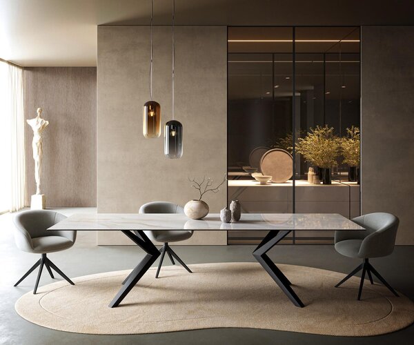 DELIFE Jídelní stůl Edge 300×100 cm keramika Onyx Pearl Zenthara hranatý kov černá