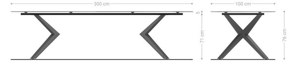 DELIFE Jídelní stůl Edge 300×100 cm keramika Onyx Pearl Zenthara hranatý kov černá