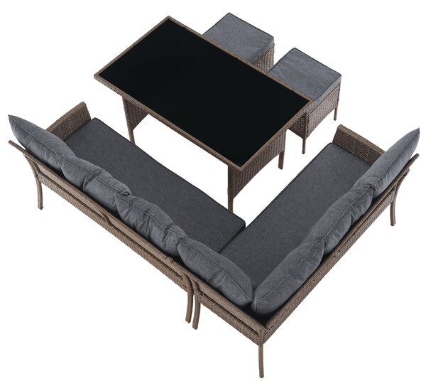 KONDELA Zahradní ratanový set, přírodní/světle šedá, RANDI