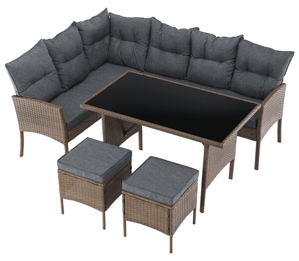 KONDELA Zahradní ratanový set, přírodní/světle šedá, RANDI