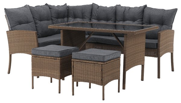 KONDELA Zahradní ratanový set, přírodní/světle šedá, RANDI