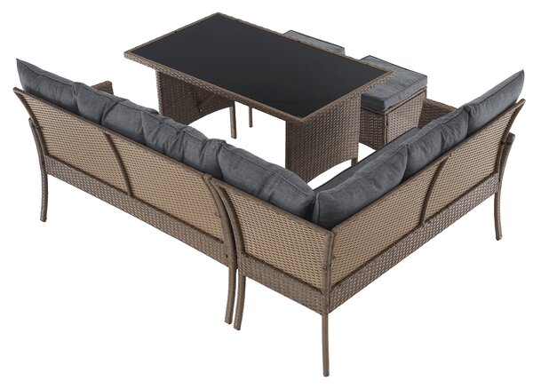 KONDELA Zahradní ratanový set, přírodní/světle šedá, RANDI