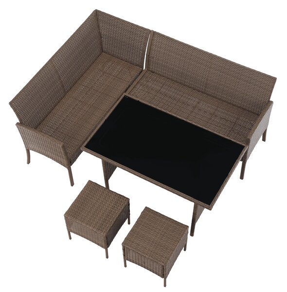 KONDELA Zahradní ratanový set, přírodní/světle šedá, RANDI