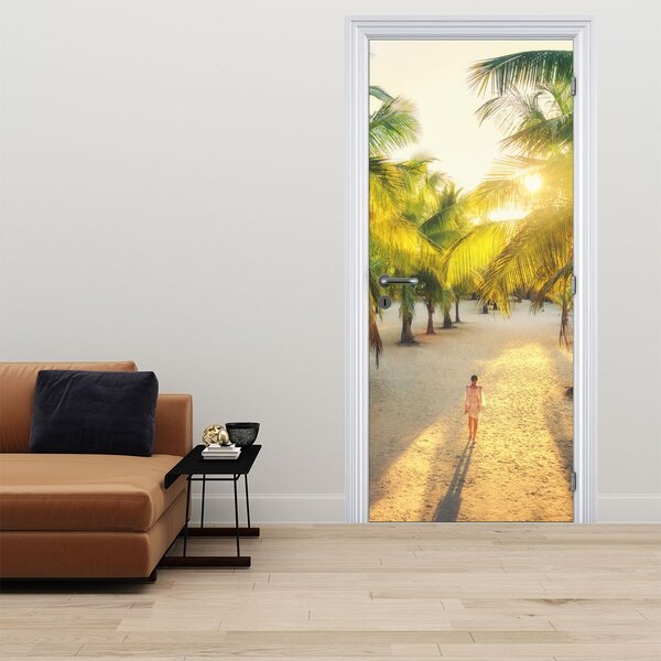 Fototapeta na dveře - Žena v palmách (95x205cm)